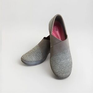 Crocs Womens 7w Busy Day Dual Comfort Gray Stretch Wedge Shoes